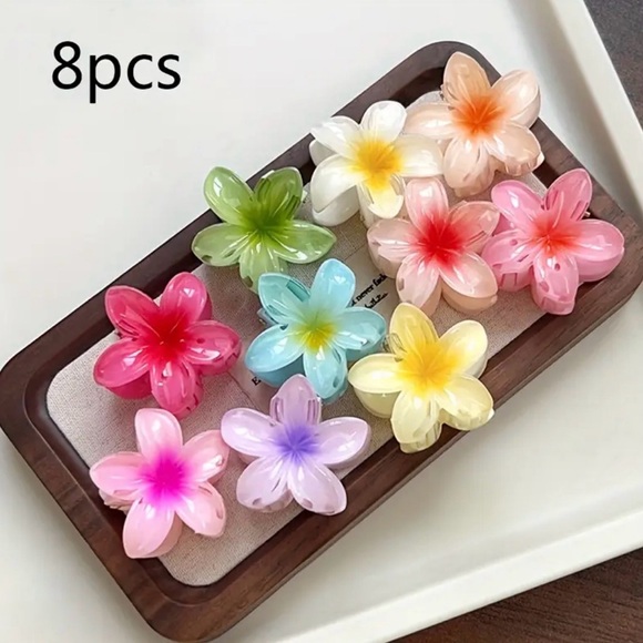 Accessories - 8pcs Set Women's Plumeria Claw Hairpins NIP